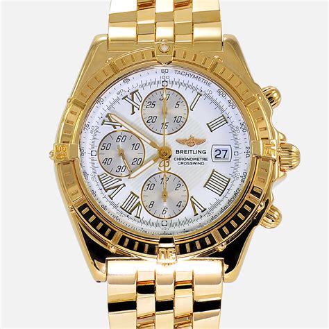 18k gold breitling watches|solid gold breitling watch.